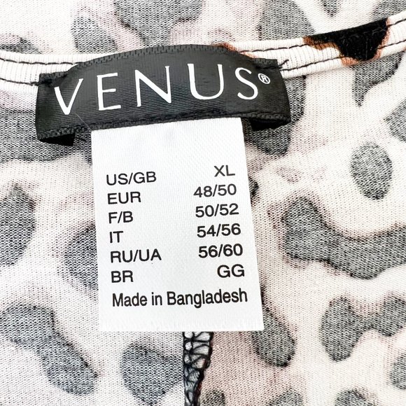 Venus Cold Shoulder V-Neck Short Sleeve Leopard Blouse XL - Picture 5 of 8